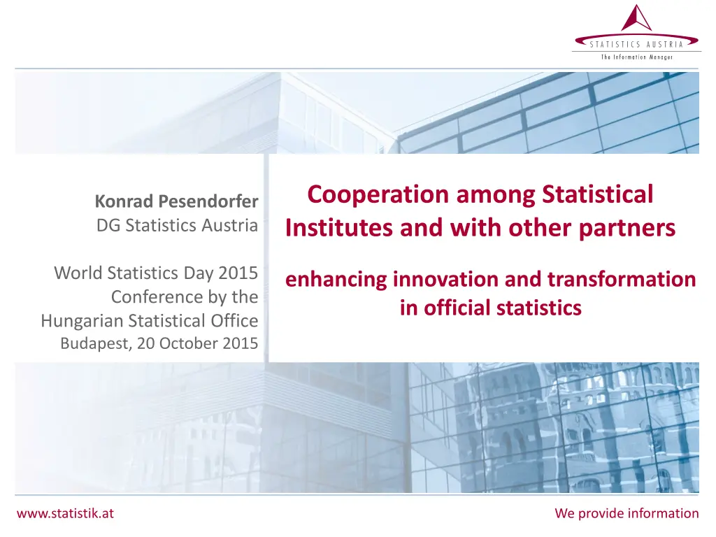 cooperation among statistical institutes and with n.w