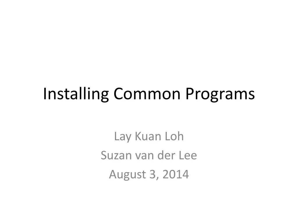 installing common programs n.w