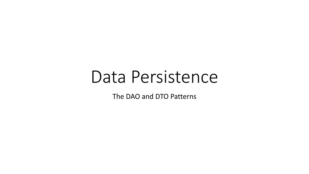 data persistence n.w