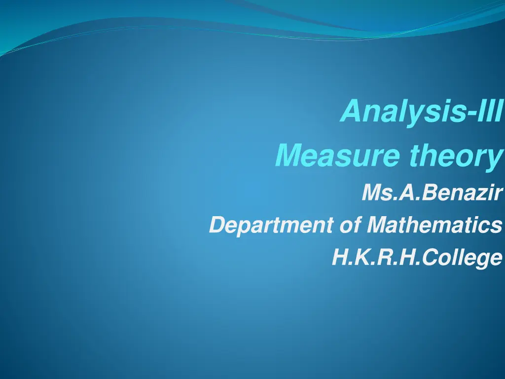 analysis iii measure theory ms a benazir n.w