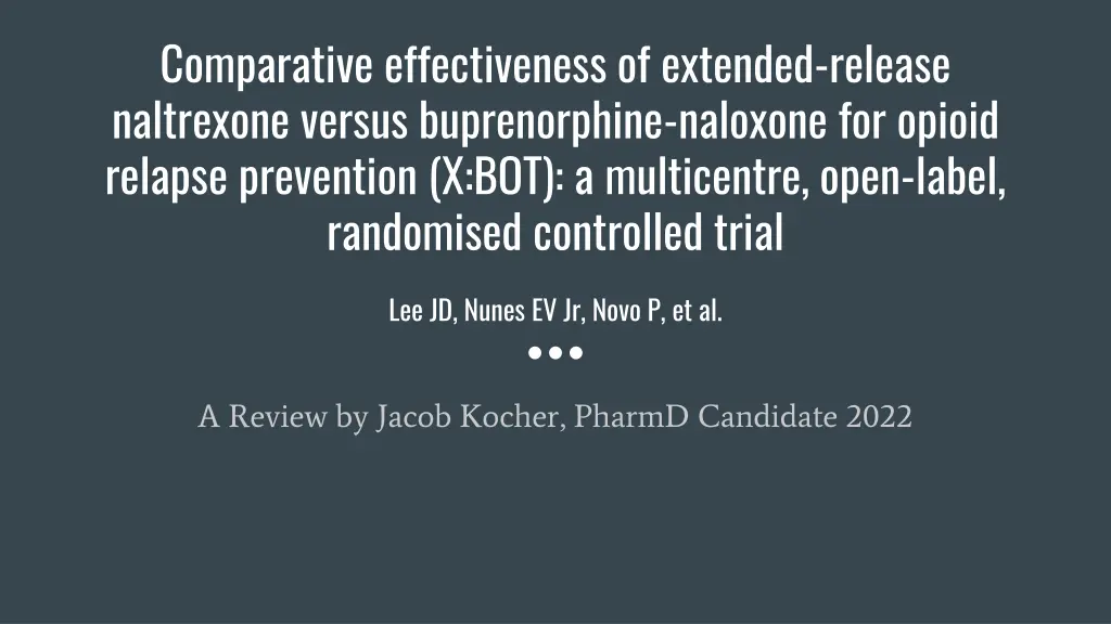 comparative effectiveness of extended release n.w