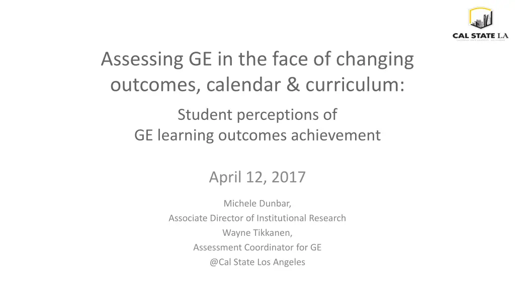assessing ge in the face of changing outcomes n.w