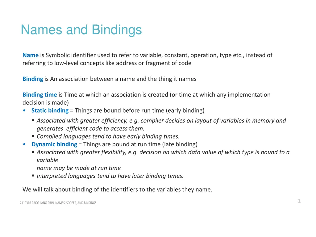 names and bindings n.w