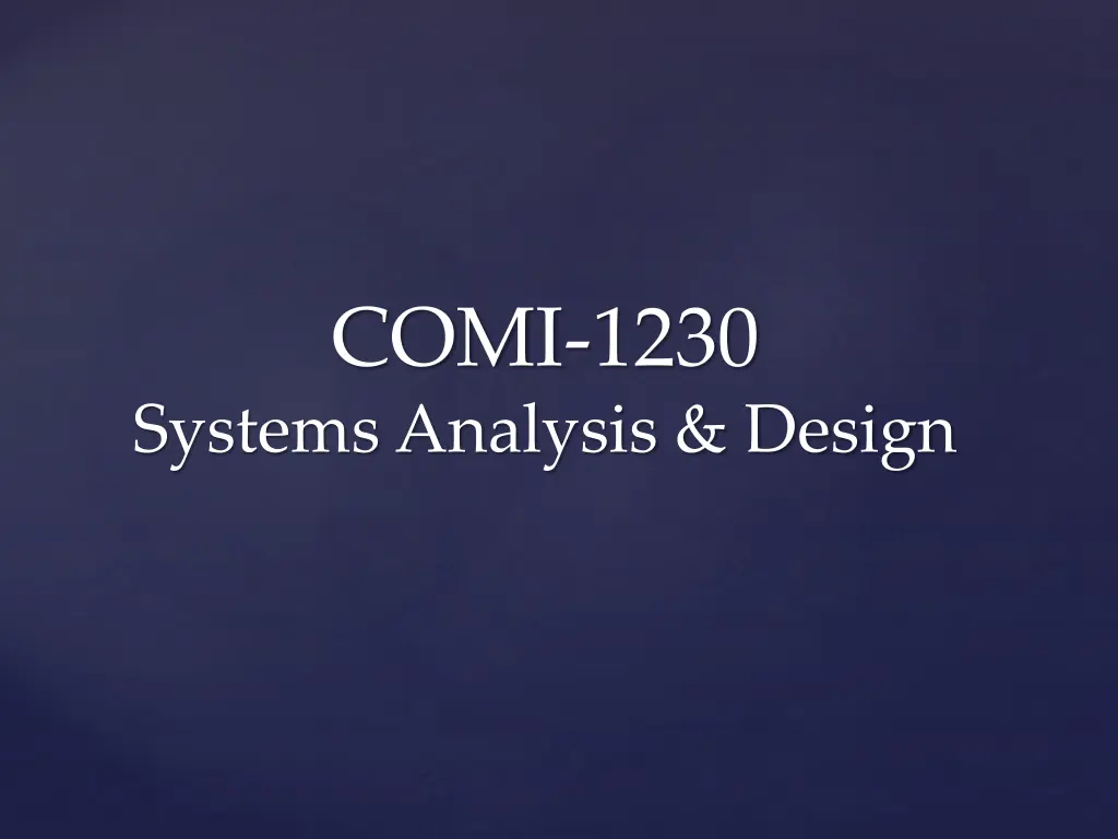 comi 1230 systems analysis design n.w