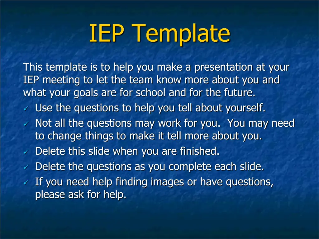 iep template n.w