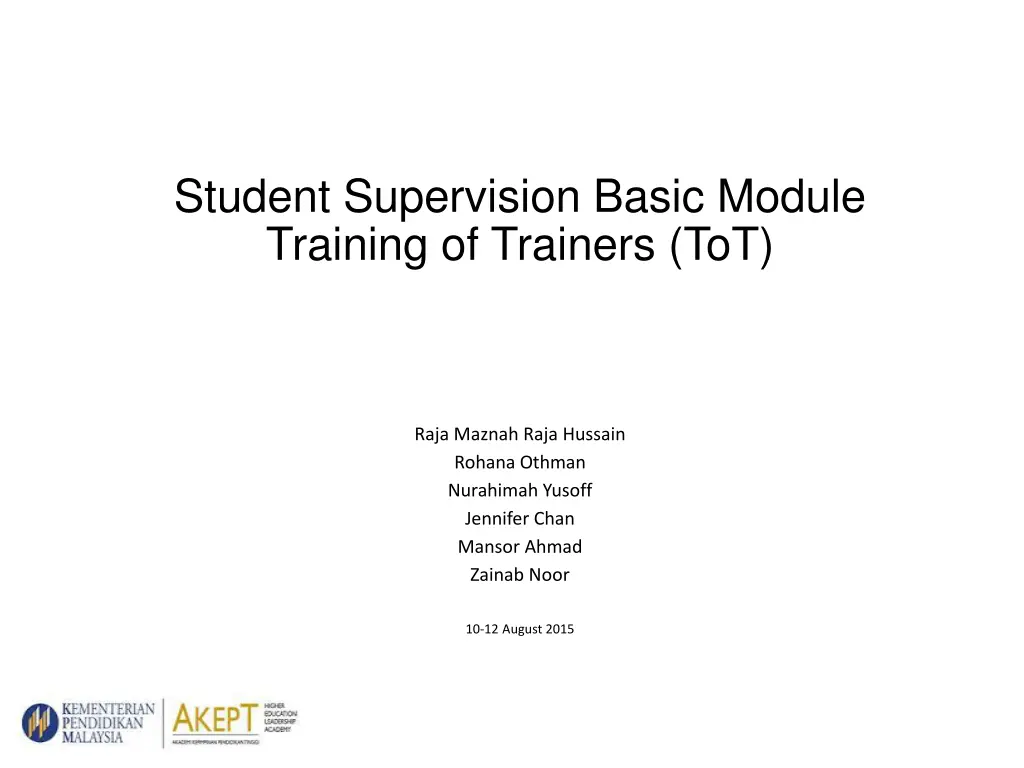 student supervision basic module training n.w