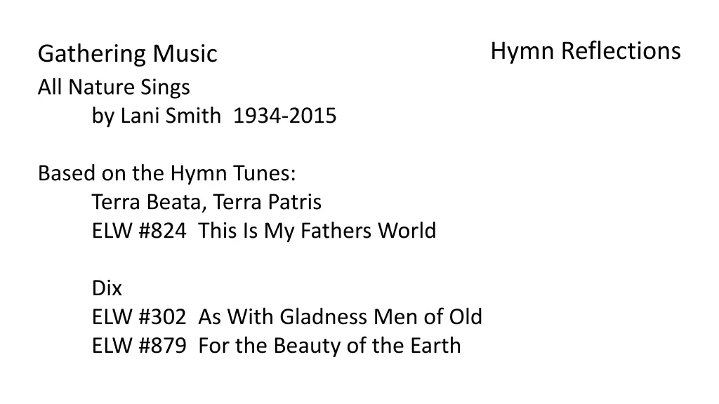 hymn reflections n.w