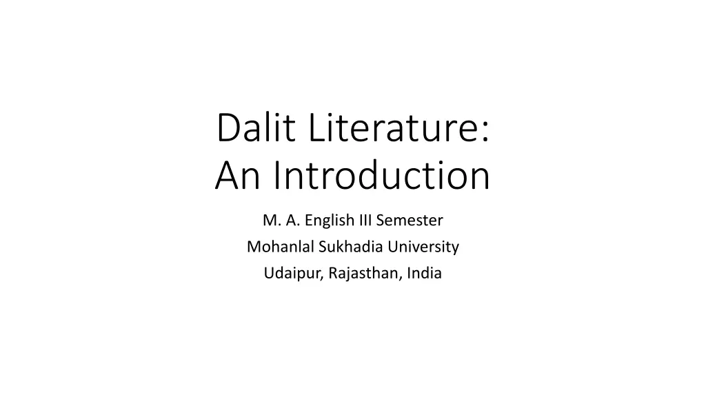 dalit literature an introduction n.w