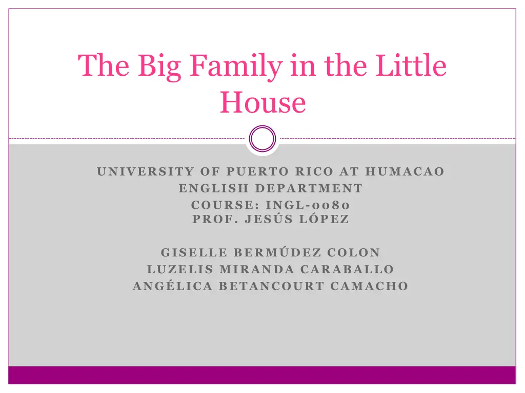 the big family in the little house n.w