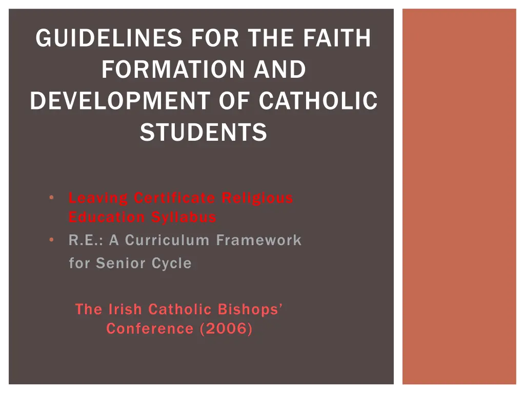 guidelines for the faith formation n.w