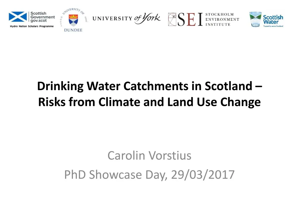 drinking water catchments in scotland risks from n.w