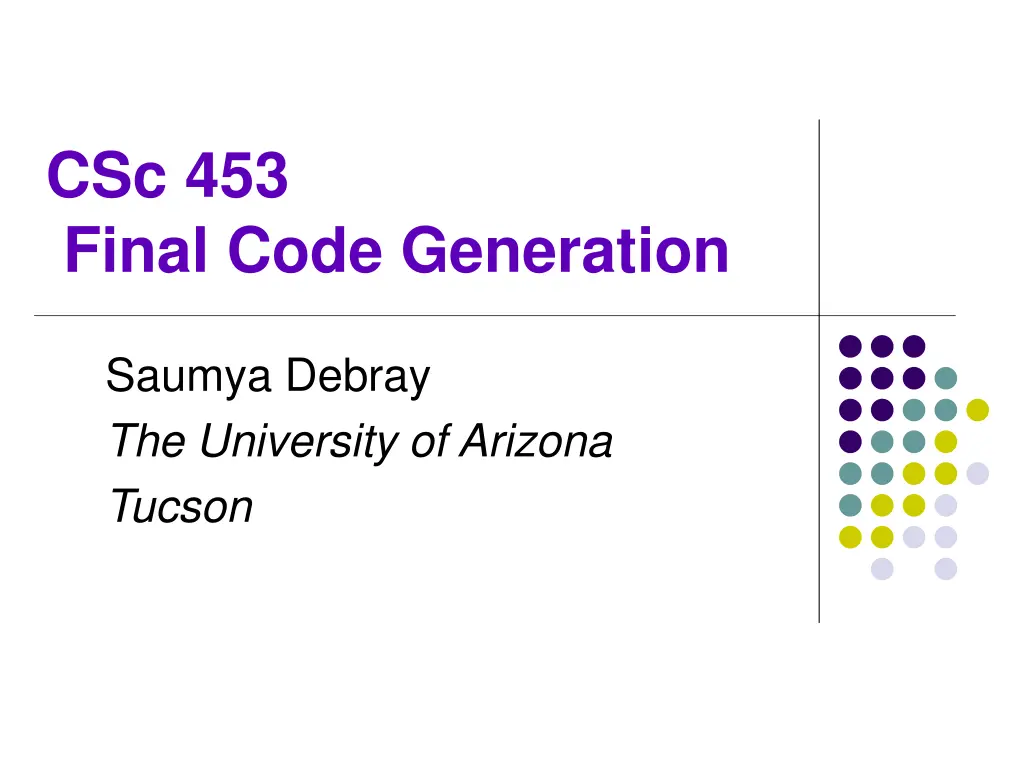csc 453 final code generation n.w