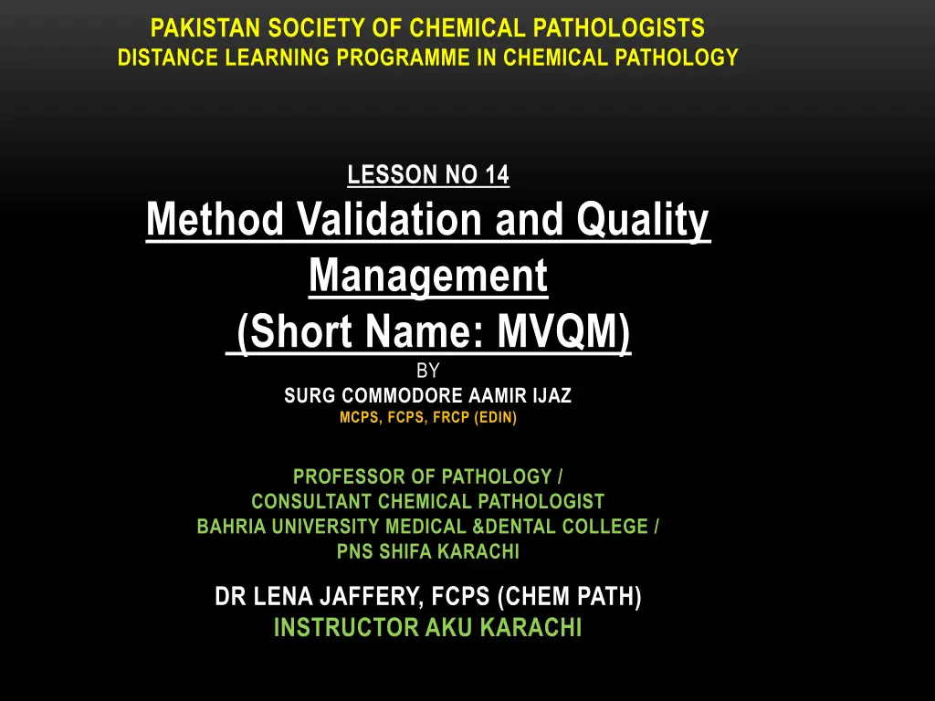 pakistan society of chemical pathologists n.w