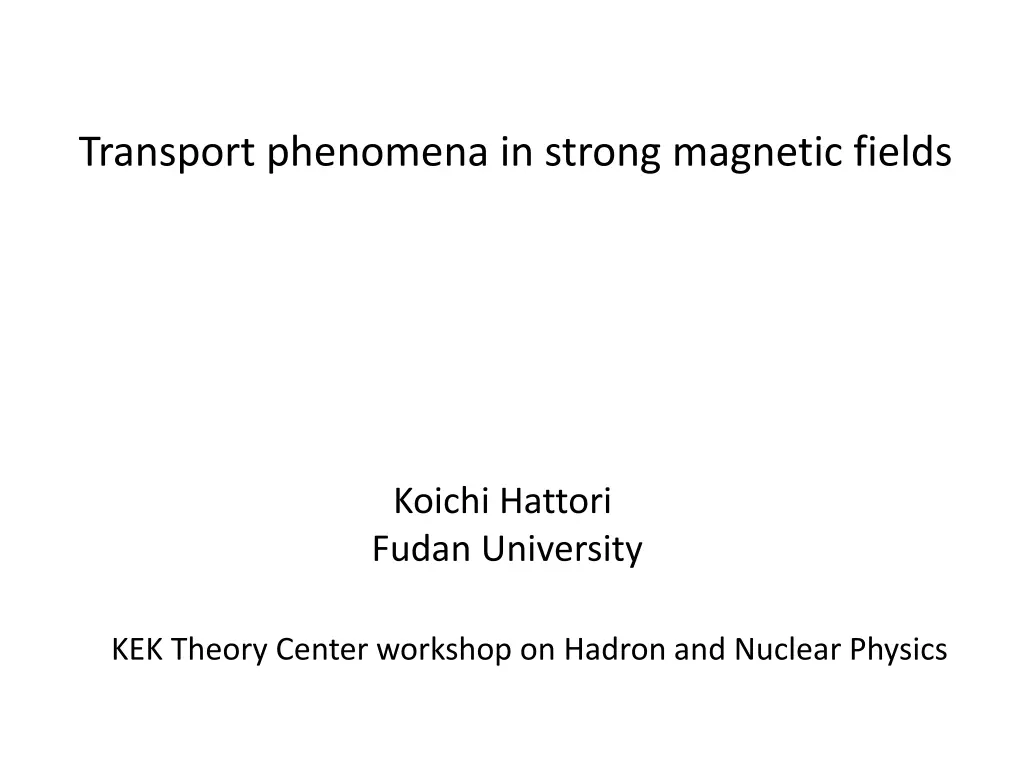 transport phenomena in strong magnetic fields n.w