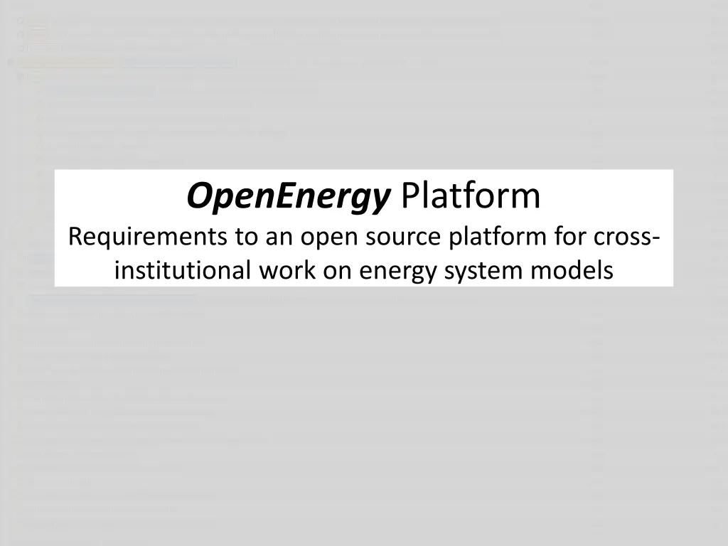 openenergy platform requirements to an open n.w