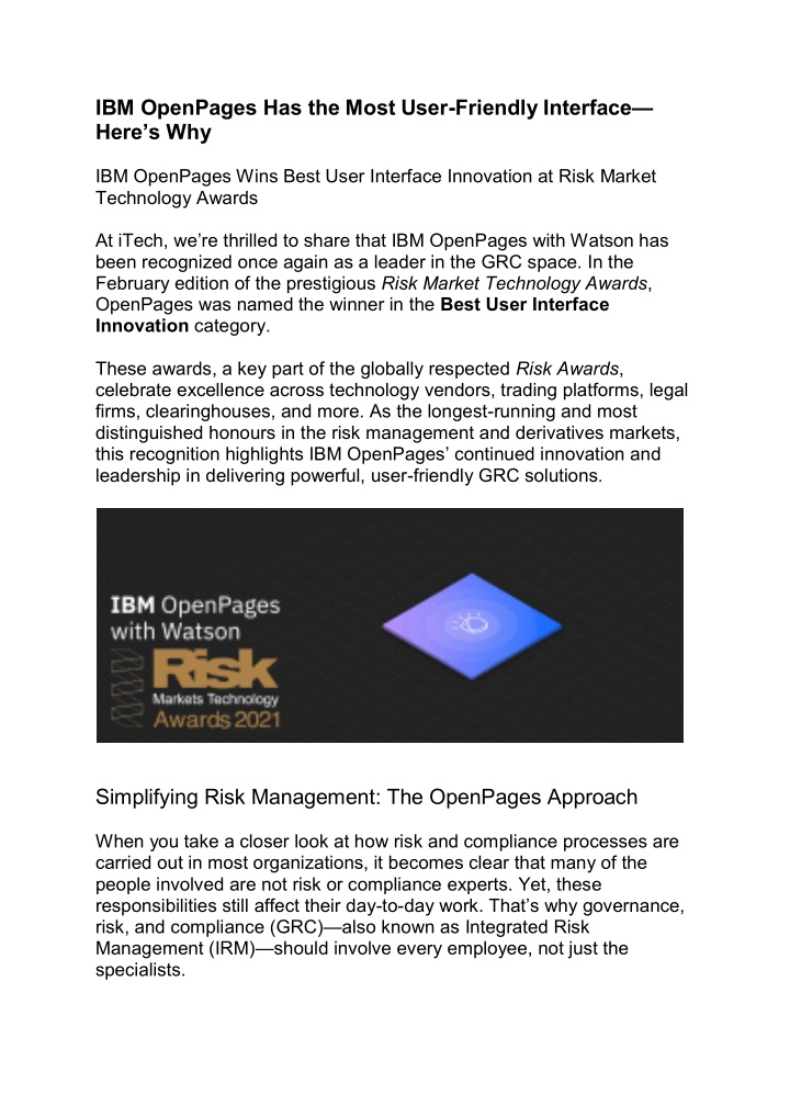 ibm openpages has the most user friendly n.w