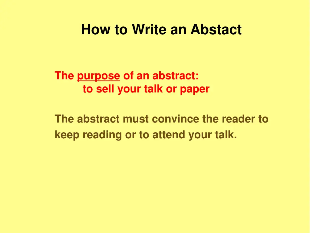 how to write an abstact n.w