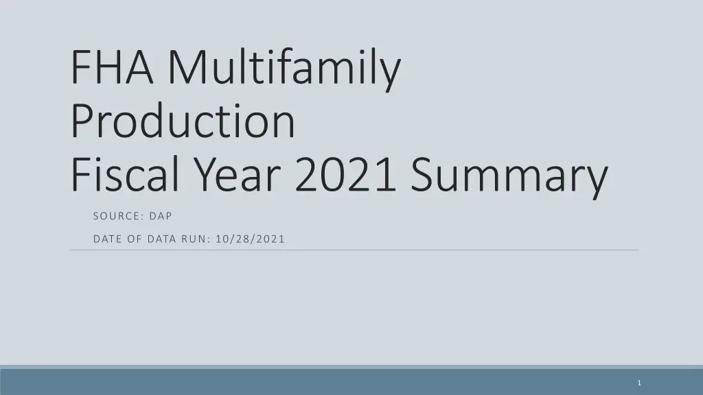 fha multifamily production fiscal year 2021 n.w