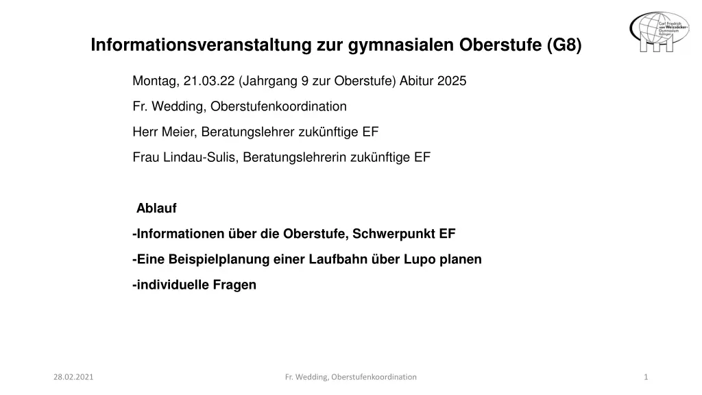 informationsveranstaltung zur gymnasialen n.w