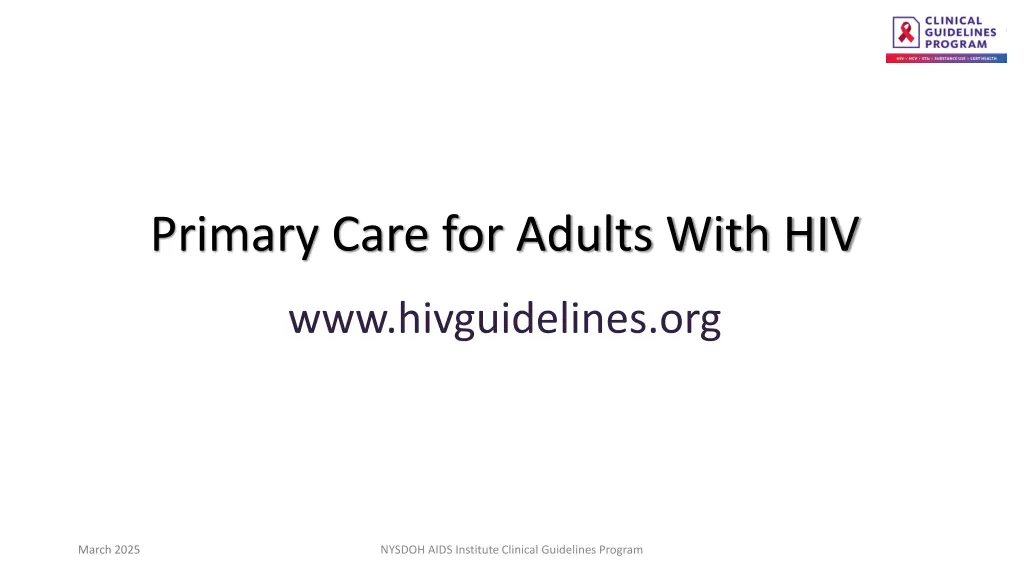 primary care for adults with hiv n.w