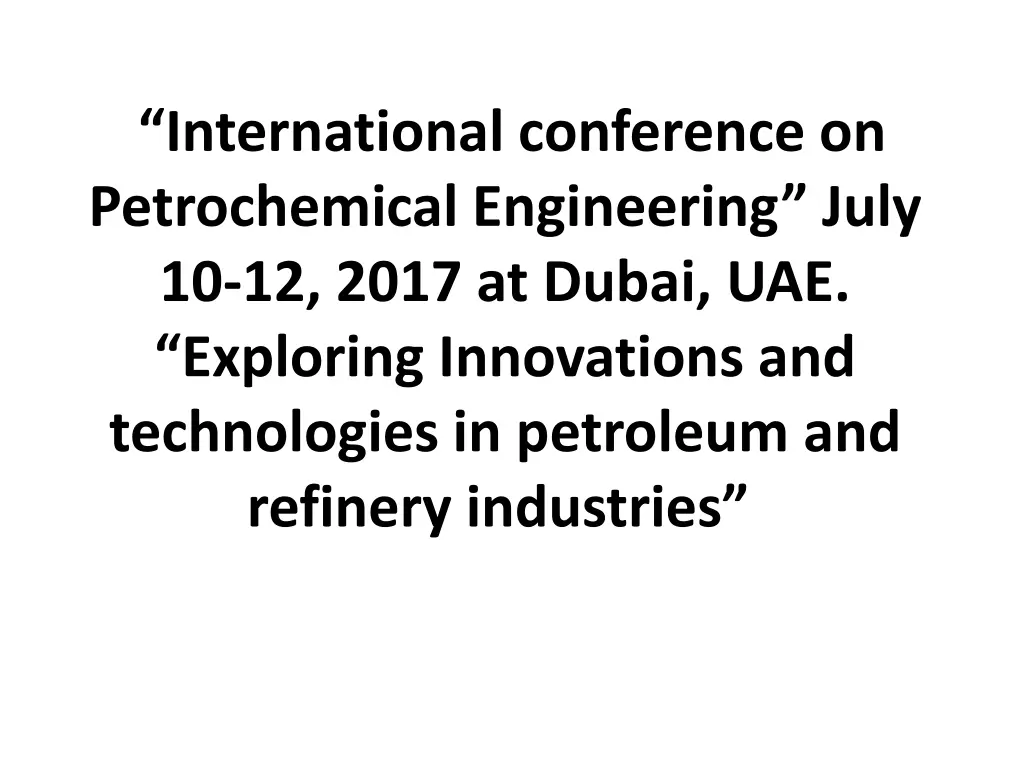 international conference on petrochemical n.w