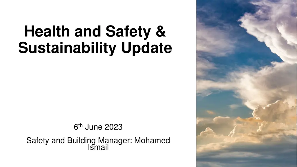 health and safety sustainability update n.w