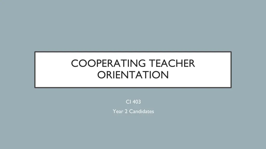 cooperating teacher orientation n.w