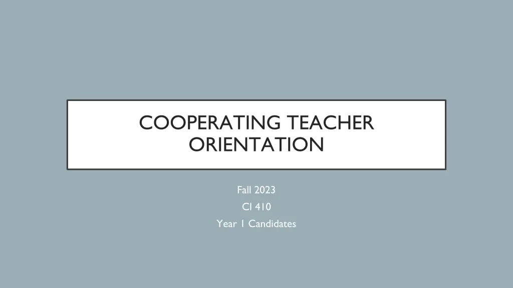 cooperating teacher orientation n.w