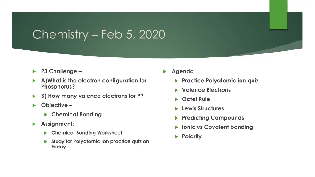 chemistry feb 5 2020 n.w