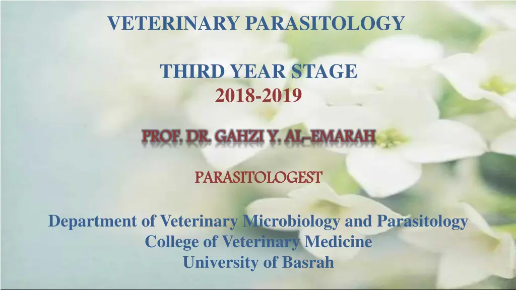 veterinary parasitology n.w