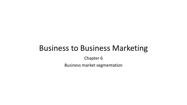 Business to Business Marketing