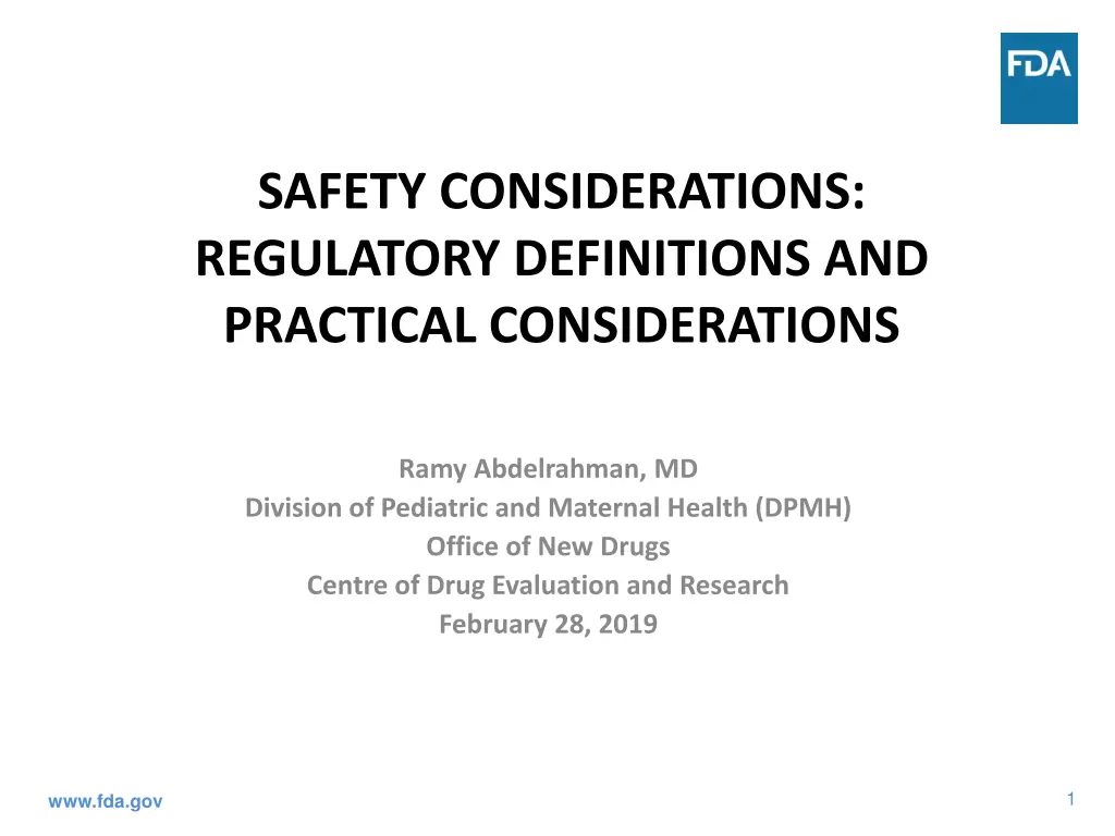 safety considerations regulatory definitions n.w