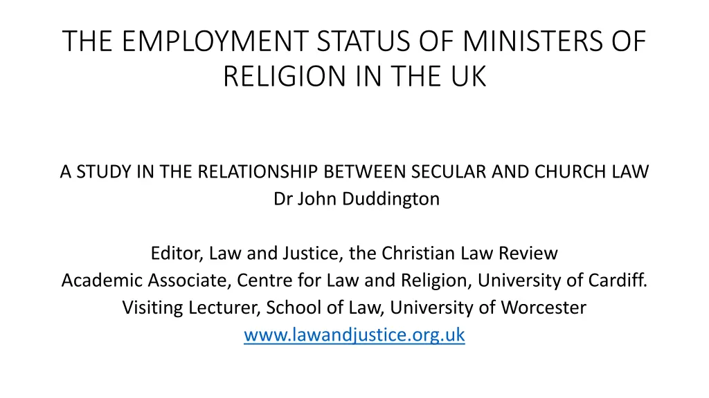 the employment status of ministers of religion n.w