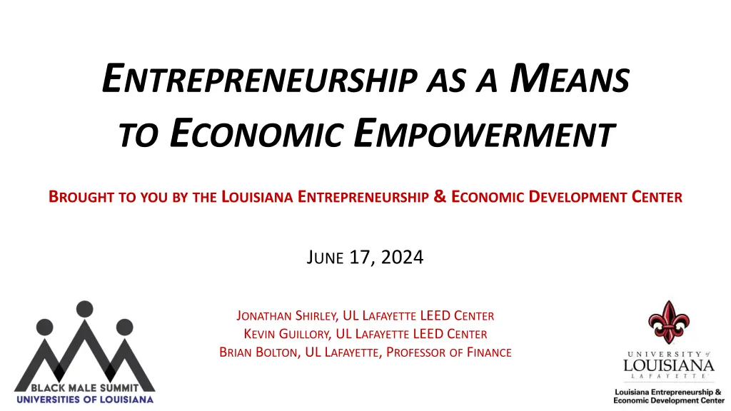 e ntrepreneurship as a m eans to e conomic n.w