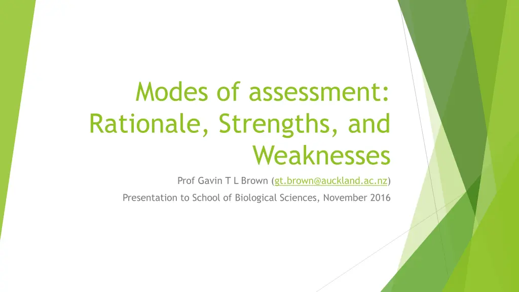 modes of assessment rationale strengths and n.w