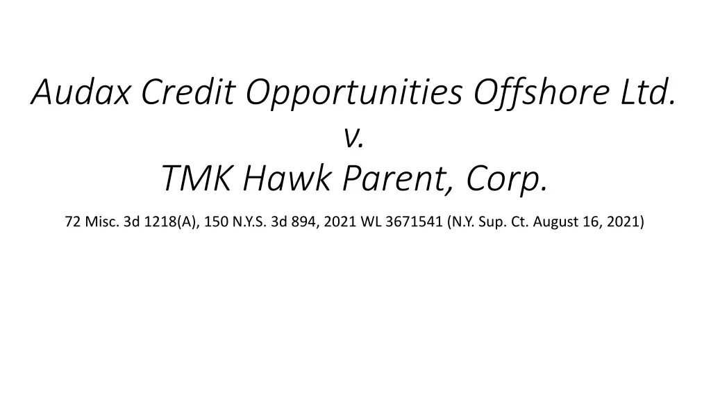 audax credit opportunities offshore n.w