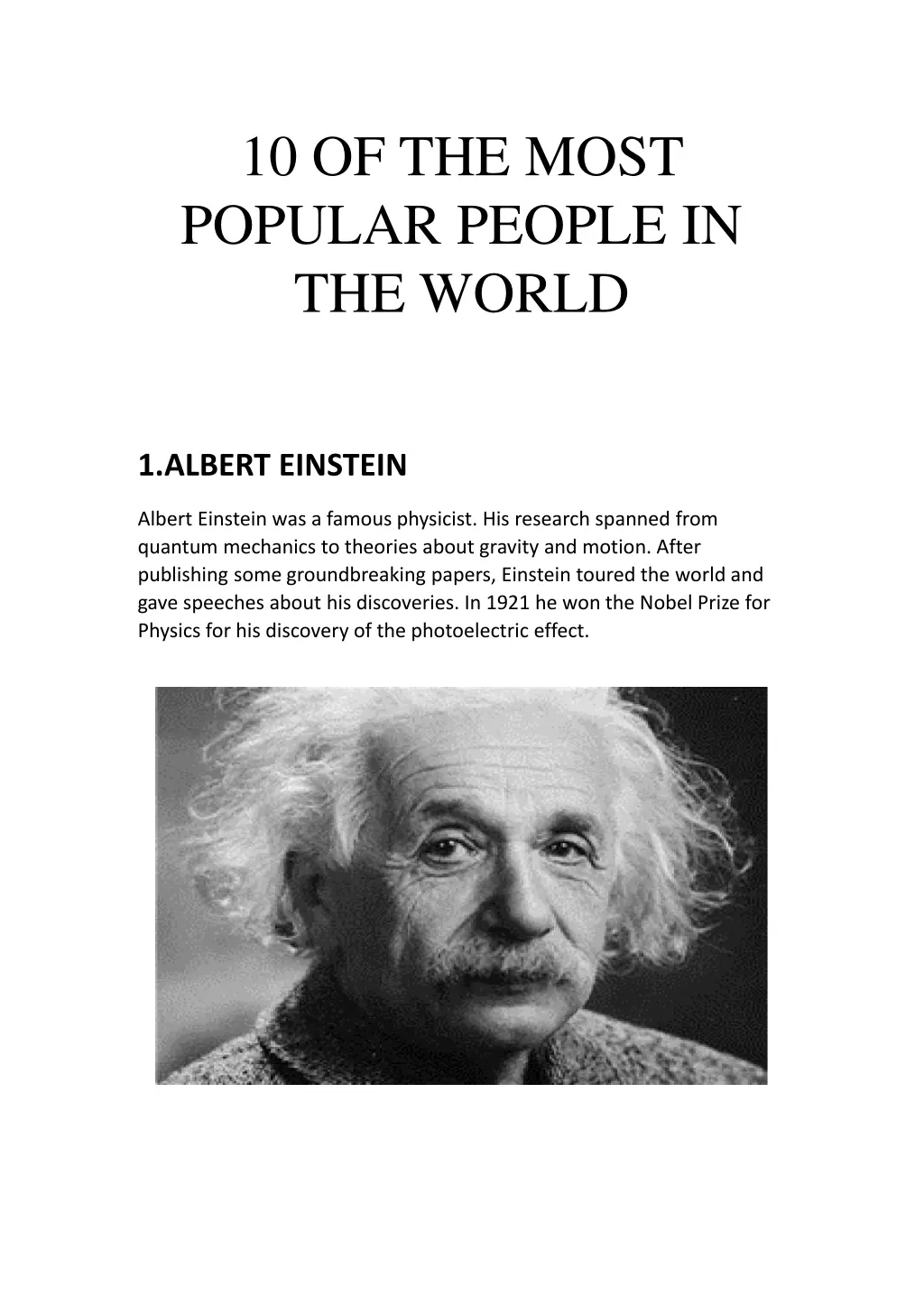 10 of the most popular people in the world n.w