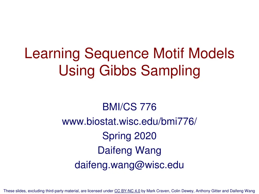 learning sequence motif models using gibbs n.w