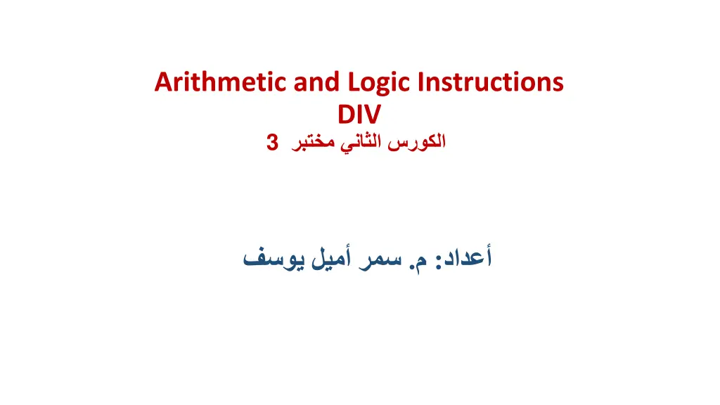 arithmetic and logic instructions div 3 n.w