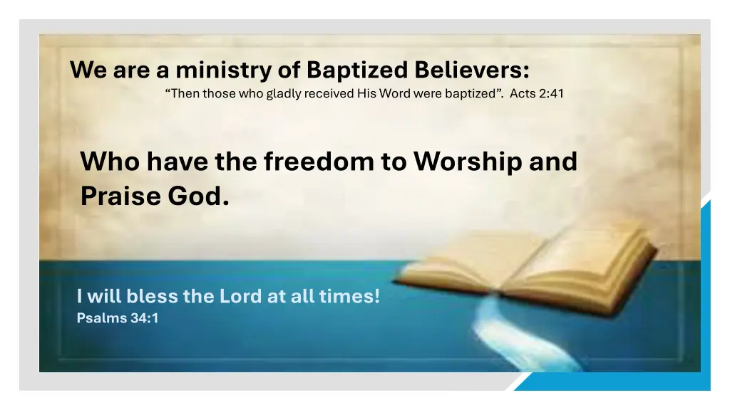 we are a ministry of baptized believers then n.w