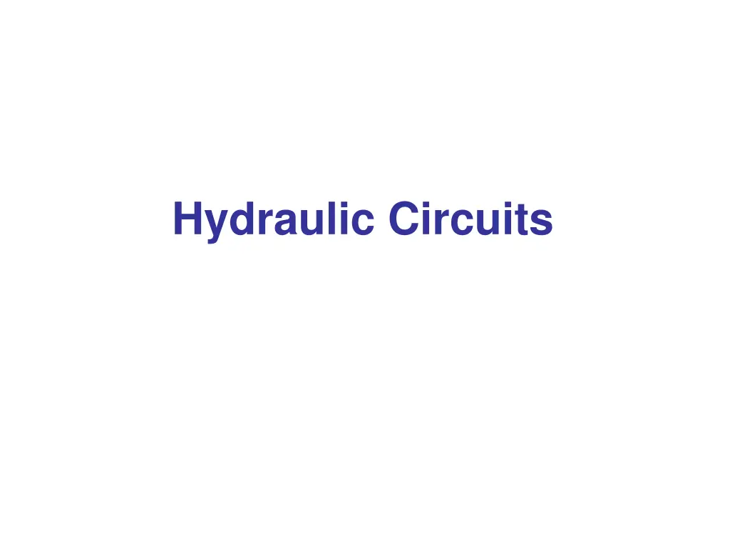 hydraulic circuits n.w