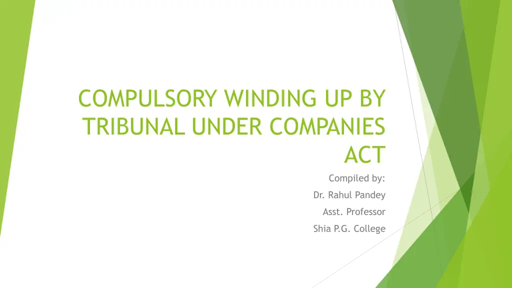 compulsory winding up by tribunal under companies n.w