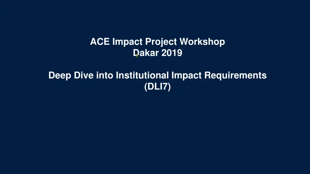 ace impact project workshop dakar 2019 n.w