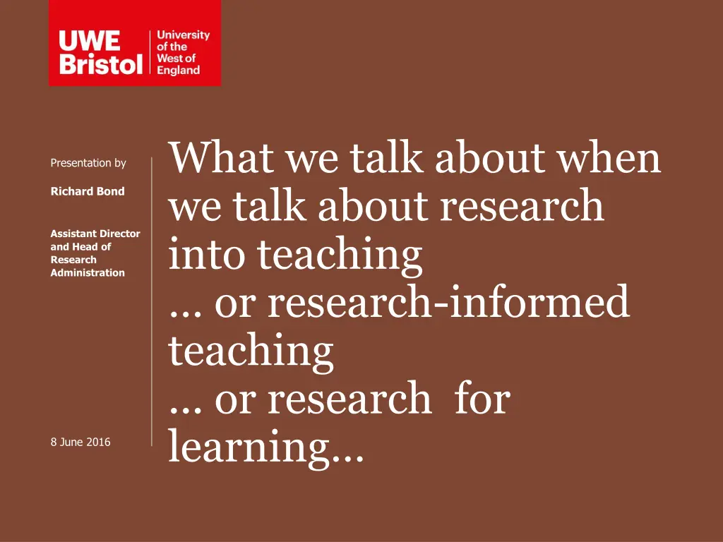 what we talk about when we talk about research n.w