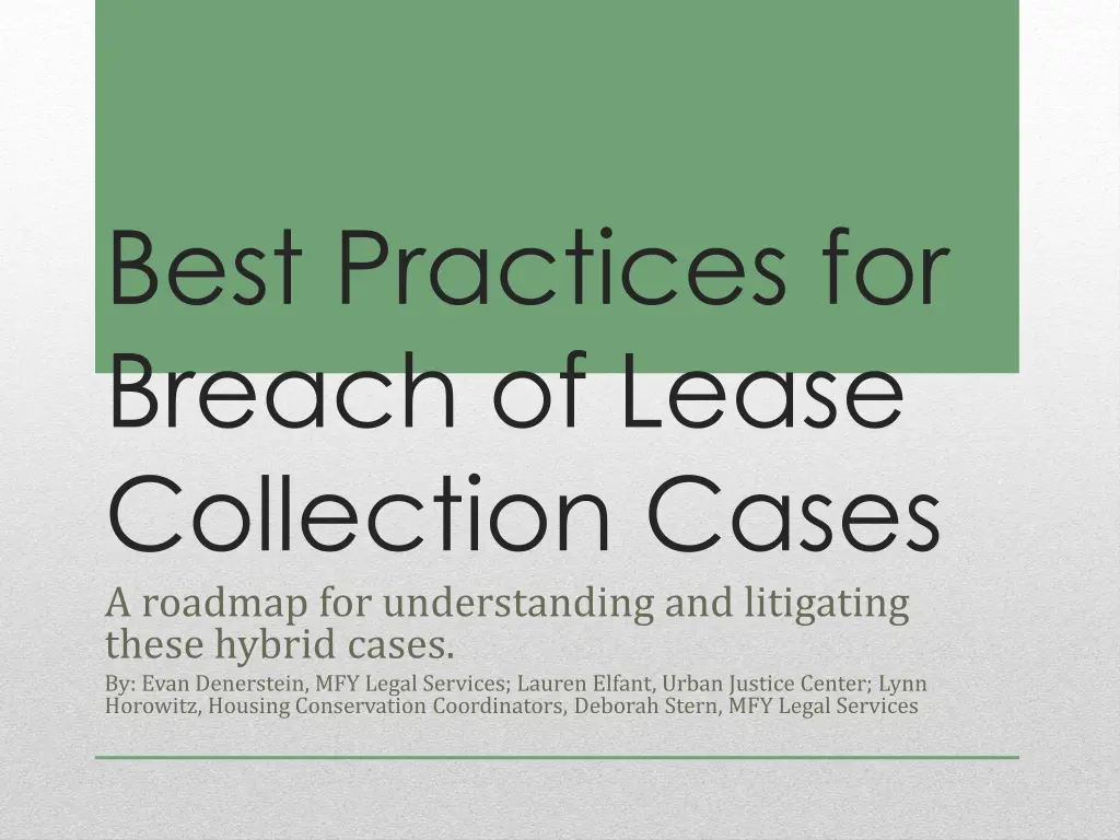best practices for breach of lease collection n.w