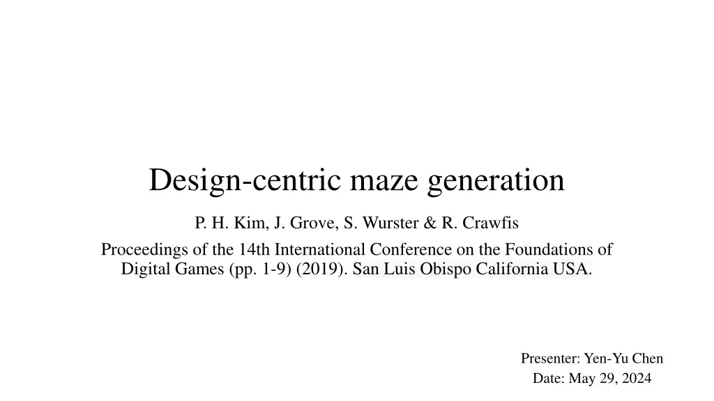 design centric maze generation n.w