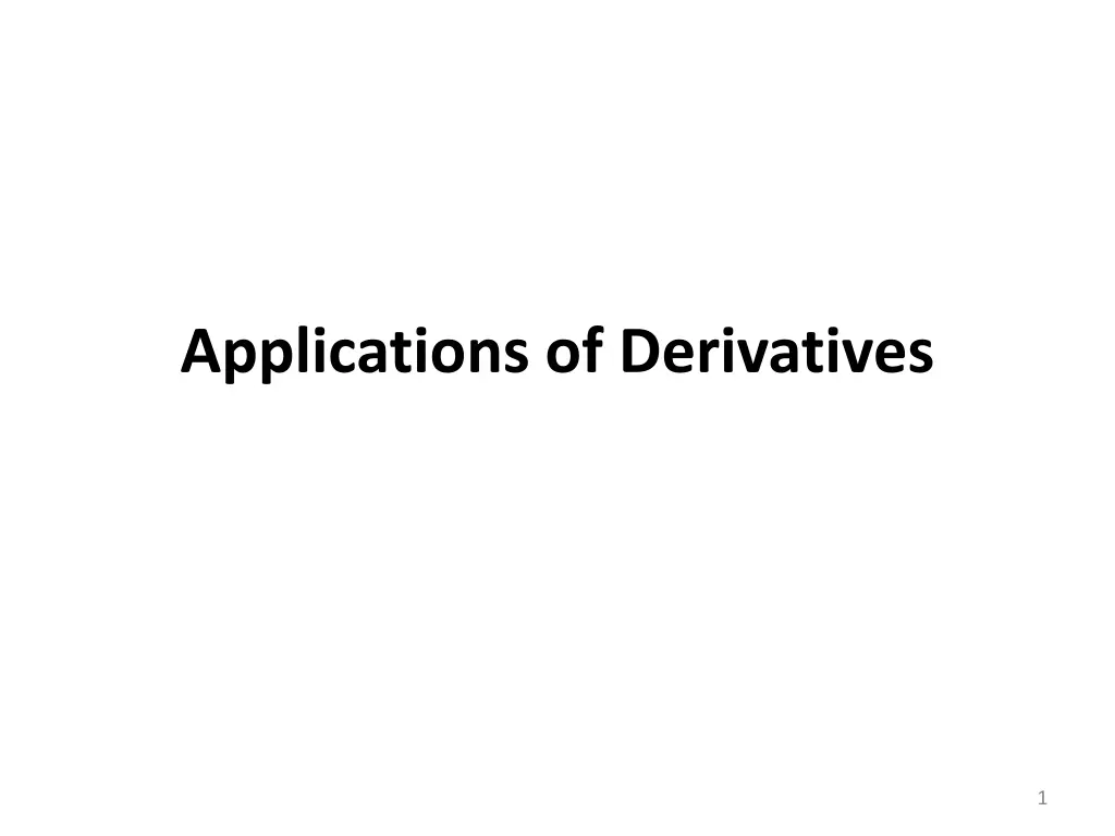 applications of derivatives n.w