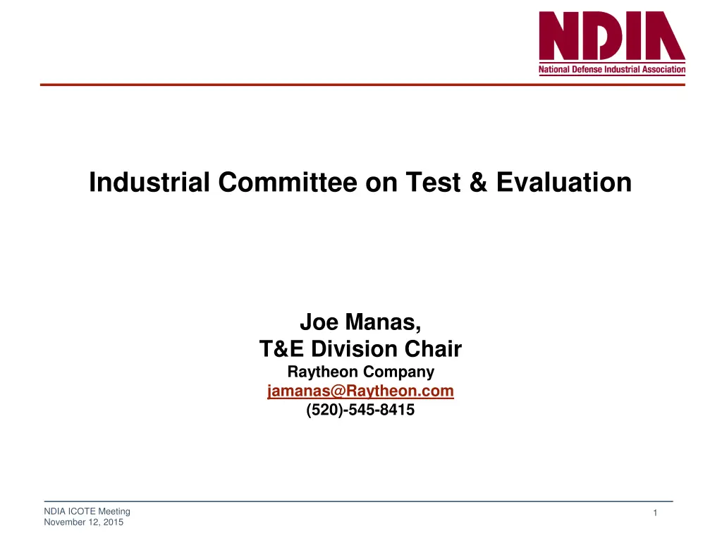 industrial committee on test evaluation n.w