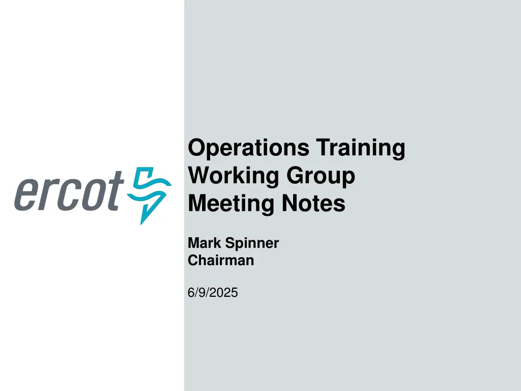 operations training working group meeting notes n.w
