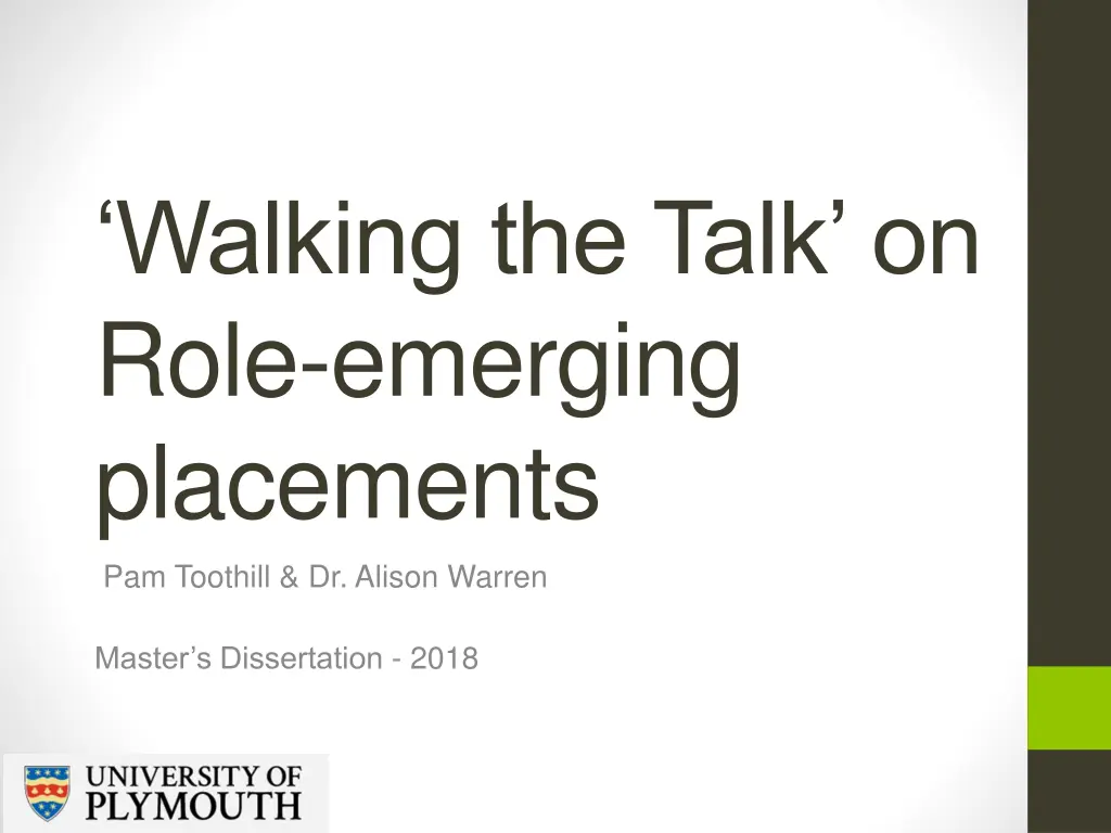 walking the talk on role emerging placements n.w